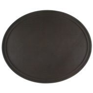 Поднос прорезиненный овальный 680х460х45 мм коричневый [2700CT Brown]