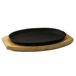 Сковорода овальная на деревянной подставке 270х180 мм [DSU-S-D1] - интернет-магазин КленМаркет.ру