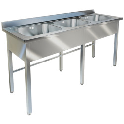 Ванна моечная трехсекционная ТЕХНО-ТТ ВМ-42/557 нерж - интернет-магазин КленМаркет.ру