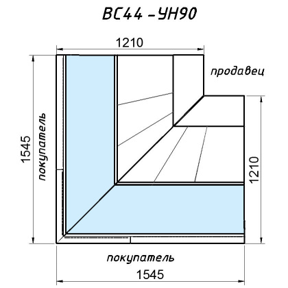 Витрина холодильная угловая 90° «Cube Greenber» ВС 44 — УН 90 (наружный угол) - интернет-магазин КленМаркет.ру
