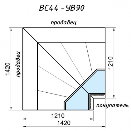 Витрина холодильная угловая 90° «Cube Greenber» ВС 44 — УВ 90 (внутренний угол) - интернет-магазин КленМаркет.ру