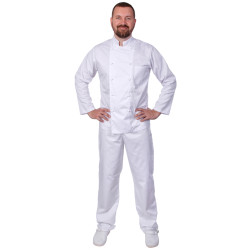 Куртка шеф-повара мужская длинный рукав спинка сетка белая [00013] - интернет-магазин КленМаркет.ру