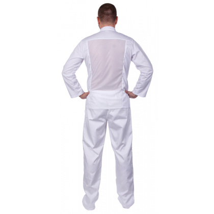 Куртка шеф-повара мужская длинный рукав спинка сетка белая [00013] - интернет-магазин КленМаркет.ру