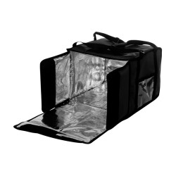 Термосумка на 5-6 пицц 350х350х300 мм фольгированная средняя черная с вентиляцией - интернет-магазин КленМаркет.ру