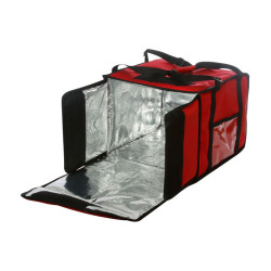 Термосумка на 5-6 пицц 350х350х300 мм фольгированная средняя красная с вентиляцией   - интернет-магазин КленМаркет.ру