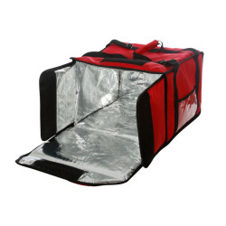 Термосумка на 5-6 пицц 420х420х300 мм фольгированная большая красная с вентиляцией - интернет-магазин КленМаркет.ру