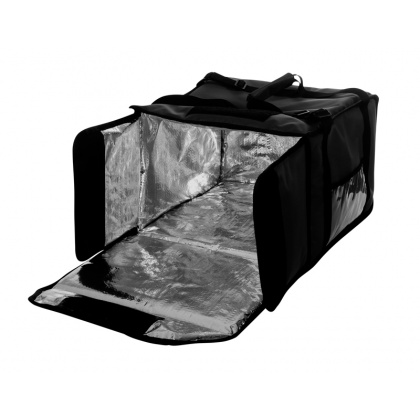 Термосумка на 9-10 пицц 420х420х500 мм фольгированная черная с вентиляцией - интернет-магазин КленМаркет.ру