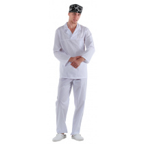 Куртка работника кухни мужская белая с белым воротником [00100]