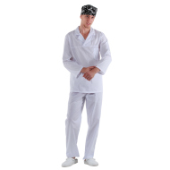 Куртка работника кухни мужская белая с белым воротником [00100]