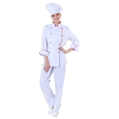 Куртка шеф-повара белая женская с манжетом [00006]  - интернет-магазин КленМаркет.ру