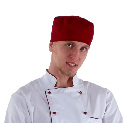 Шапочка повара «Таблетка» бордовая [00400]  - интернет-магазин КленМаркет.ру
