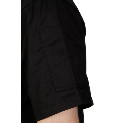 Куртка шеф-повара премиум черная рукав короткий (отделка бордовый кант) [00014]  - интернет-магазин КленМаркет.ру
