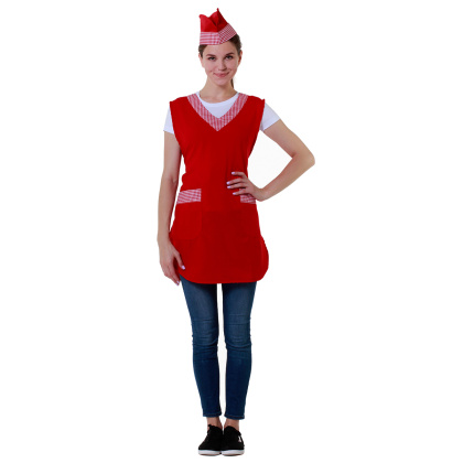 Фартук продавца красный с клеткой [00600] - интернет-магазин КленМаркет.ру