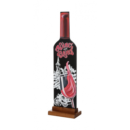Меловая доска «Бутылка вина» 130х500 мм на подставке с росписью - интернет-магазин КленМаркет.ру