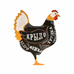 Меловая доска «Курица» двусторонняя на цепи 560х470 мм с росписью - интернет-магазин КленМаркет.ру