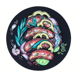 Доска меловая круглая «Гриль колбаски» D = 300 мм - интернет-магазин КленМаркет.ру