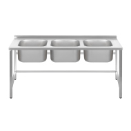 ВАННА моечная Luxstahl ВМ3 18/6/8.5 (стл.430-0.8) без фартука