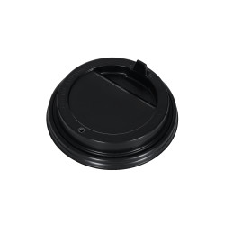 Крышка одноразовая для стакана с закрытым питейником 100 шт черная [ОП-091015]  - интернет-магазин КленМаркет.ру