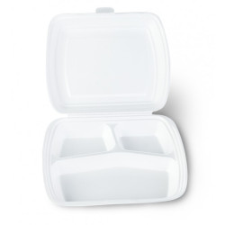 Ланч-бокс одноразовый 3-секционный 250х207х61/70 мм (в упаковке 100 шт.) [254306] - интернет-магазин КленМаркет.ру