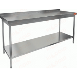 СТОЛ производственный пристенный с бортом и полкой HICOLD НСО-16/7БП 282669 - интернет-магазин КленМаркет.ру