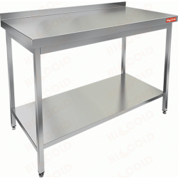 СТОЛ производственный пристенный с бортом и полкой HICOLD НСО-14/6БП 281113 - интернет-магазин КленМаркет.ру