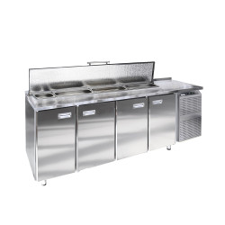 Среднетемпературный холодильный стол для салатов (саладетта) ФИНИСТ - СХСс-600-4  (-2...+8°С),  4 двери - интернет-магазин КленМаркет.ру