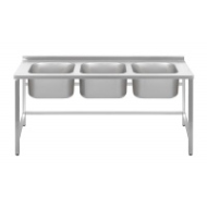 ВАННА моечная Luxstahl ВМ3 18/6/8.5 (стл.430-0.8) без фартука(замятие)