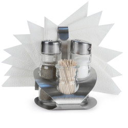 Набор для специй «Family» (соль, перец, зубочистки) + салфетница Luxstahl [821N] - интернет-магазин КленМаркет.ру