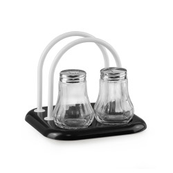 Набор для специй «Волна» (соль, перец) + салфетница [129-2]  - интернет-магазин КленМаркет.ру