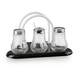 Набор для специй «Волна» (соль, перец, горчичница) + салфетница [129-3] - интернет-магазин КленМаркет.ру