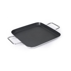 СКОВОРОДА-ГРИЛЬ квадратная 240х240 нерж. антиприг. покрытие с двумя ручками, ИНДУКЦИЯ, LUXSTAHL - интернет-магазин КленМаркет.ру