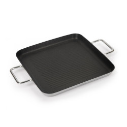 СКОВОРОДА-ГРИЛЬ квадратная 280х280 нерж. антиприг. покрытие с двумя ручками, ИНДУКЦИЯ, LUXSTAHL - интернет-магазин КленМаркет.ру