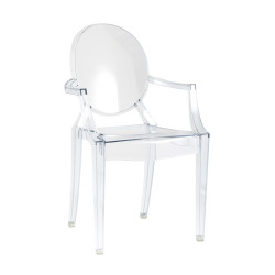 Стул пластиковый «Victoria Ghost с подлокотниками» с жестким сиденьем   - интернет-магазин КленМаркет.ру