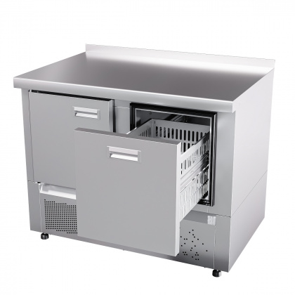 СТОЛ холодильный низкотемпературный СХН-70Н-01 (дверь, ящик 1) с бортом (25110111400) - интернет-магазин КленМаркет.ру