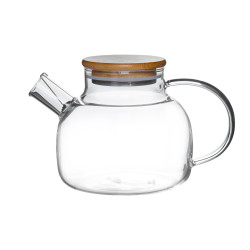 ЧАЙНИК ЗАВАРОЧНЫЙ 600мл с бамбуковой крышкой стекло - интернет-магазин КленМаркет.ру