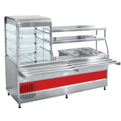 Мини-линия раздачи ABAT «Аста» ПВХМ-70КМУ (Прилавок-витрина холодильный мармитный универсальный) - интернет-магазин КленМаркет.ру