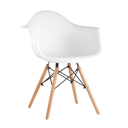 Стул пластиковый с подлокотниками «Eames Литой» с жестким сиденьем (деревянный каркас) - интернет-магазин КленМаркет.ру