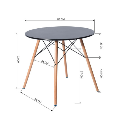 Стол обеденный «Eames D-800 мм, 4 ножки Черный» обеденный нераздвижной - интернет-магазин КленМаркет.ру