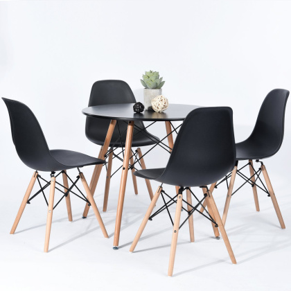 Стол обеденный «Eames D-800 мм, 4 ножки Черный» обеденный нераздвижной - интернет-магазин КленМаркет.ру