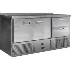 Среднетемпературный холодильный стол СХСн - 700 - 2/2, 2 двери, 2 ящика, борт h 45 мм 1485х700х850 - интернет-магазин КленМаркет.ру