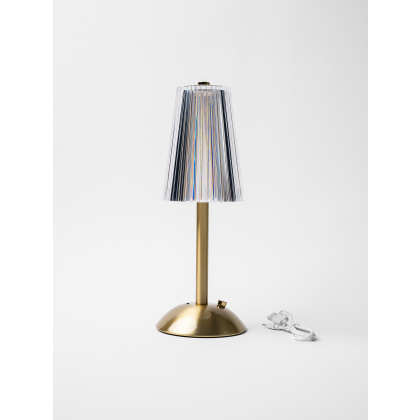 Лампа настольная LED CRYSTAL беспроводная золотая d=11 см. h=29,5 см. 3 цвета (телпый/натуральный/белый), 1 режим яркости, нерж./акрил - интернет-магазин КленМаркет.ру