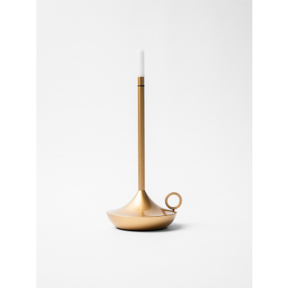 Лампа настольная LED CANDLE беспроводная золотая d=11 см. h=25,5 см. 1 цвет, 3 режима яркости, алюм. - интернет-магазин КленМаркет.ру