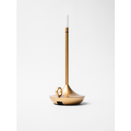 Лампа настольная LED CANDLE беспроводная золотая d=11 см. h=25,5 см. 1 цвет, 3 режима яркости, алюм. - интернет-магазин КленМаркет.ру