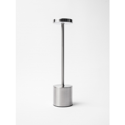 Лампа настольная LED METAL беспроводная серебристая d=8 см. h=34 см. 3 цвета, сенсорная регулировка яркости, алюм. - интернет-магазин КленМаркет.ру