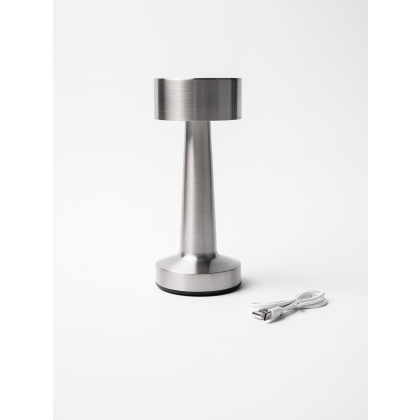 Лампа настольная LED SIMPLE II беспроводная серебристая d=9 см. h=21,5 см. 3 цвета, сенсорная регулировка яркости, нерж. - интернет-магазин КленМаркет.ру