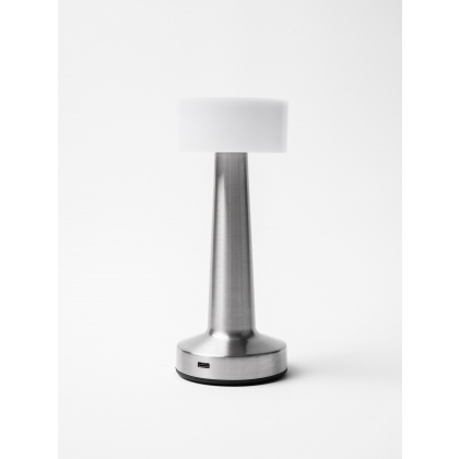 Лампа настольная LED SIMPLE беспроводная серебристая d=9 см. h=21,5 см. 3 цвета, сенсорная регулировка яркости, нерж. - интернет-магазин КленМаркет.ру
