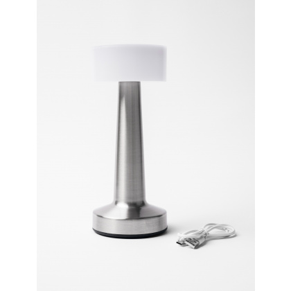 Лампа настольная LED SIMPLE беспроводная серебристая d=9 см. h=21,5 см. 3 цвета, сенсорная регулировка яркости, нерж. - интернет-магазин КленМаркет.ру