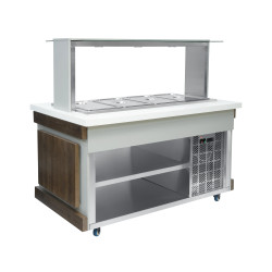 Салат-бар холодильный Luxstahl СБ-1500 Premium (столешница из искусственного камня) - интернет-магазин КленМаркет.ру