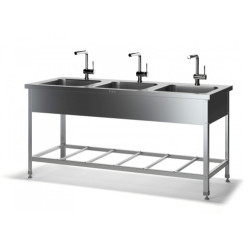 Ванна цельнотянутая трехсекционная ВМРЦ-Н (1800х700х870 глубина - 300 мм), отверстие под смеситель по центру - интернет-магазин КленМаркет.ру