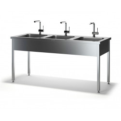 Ванна цельнотянутая трехсекционная ВМРЦ-П (1500х600х870 глубина - 250 мм), отверстие под смеситель по центру - интернет-магазин КленМаркет.ру